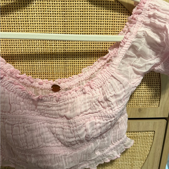 Pink Ruffled FREE PEOPLE Women's Top - Picture 2 of 3